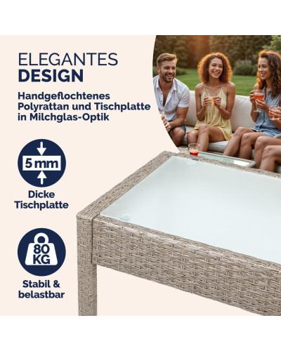 Polyrattan Lounge Set 4-tlg. Gartenmöbel Gruppe Creme